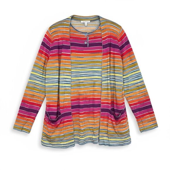 Missoni Italy Cardigan Sweater Tunic Top Set XL Striped Multicolor Luxury Resort - Picture 2 of 11